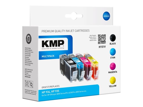 KMP MULTIPACK H151V - 4er-Pack - Schwarz, Gelb, Cyan, Magenta - Tintenpatrone (Alternative zu: HP 93