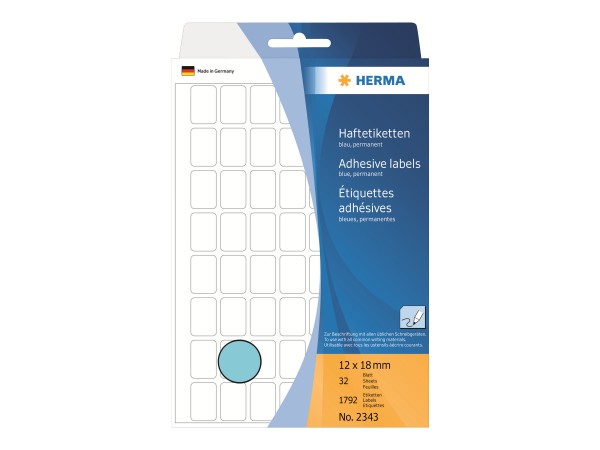 HERMA Papier - selbstklebend - Blau - 12 x 18 mm 1792 Etikett(en) (32 Bogen x 56)