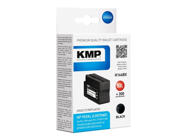 KMP H166BX - 55 ml - Hohe Ergiebigkeit - Schwarz - Tintenpatrone (Alternative zu: HP 953XL, HP L0S70