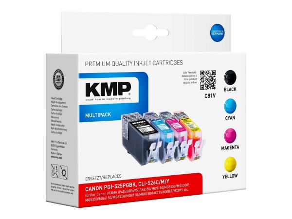 KMP MULTIPACK C81V - 4er-Pack - Schwarz, Gelb, Cyan, Magenta - Tintenpatrone (Alternative zu: Canon