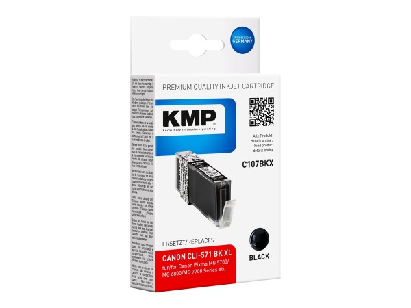 KMP C107BKX - 11 ml - Hohe Ergiebigkeit - Schwarz - Tintenpatrone (Alternative zu: Canon CLI-571BKXL