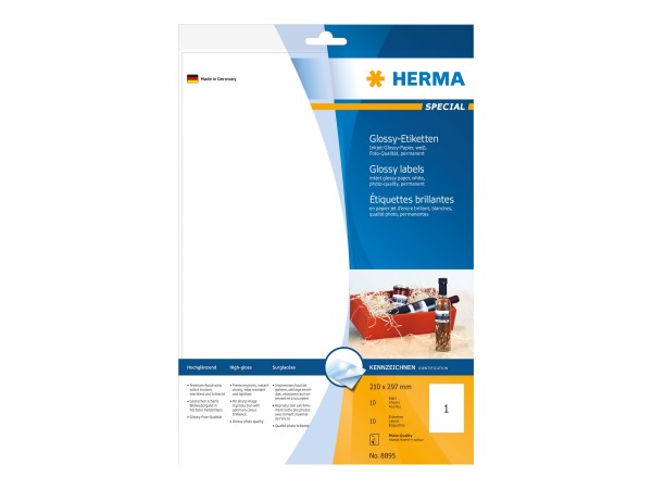 HERMA Special - Papier - glänzend - permanent selbstklebend - weiß - A4 (210 x 297 mm)