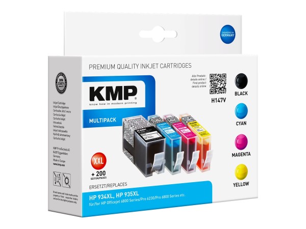 KMP MULTIPACK H147V - 4er-Pack - Schwarz, Gelb, Cyan, Magenta - Tintenpatrone (Alternative zu: HP 93