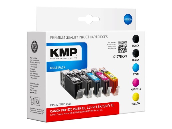 KMP MULTIPACK C107BKXV - 5er-Pack - Hohe Ergiebigkeit - Schwarz, Gelb, Cyan, Magenta - Tintenpatrone