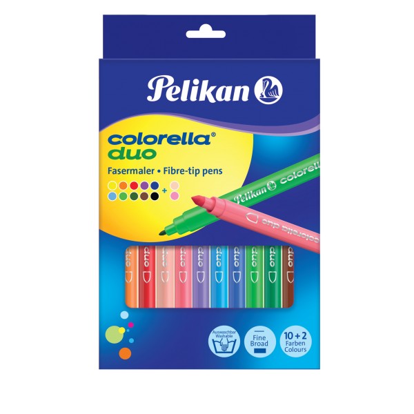 Pelikan Colorella Duo C407 - Fein - 12 Farben - Mehrfarbig - Rund - 12 Stück(e) - Karton mit Aufhäng