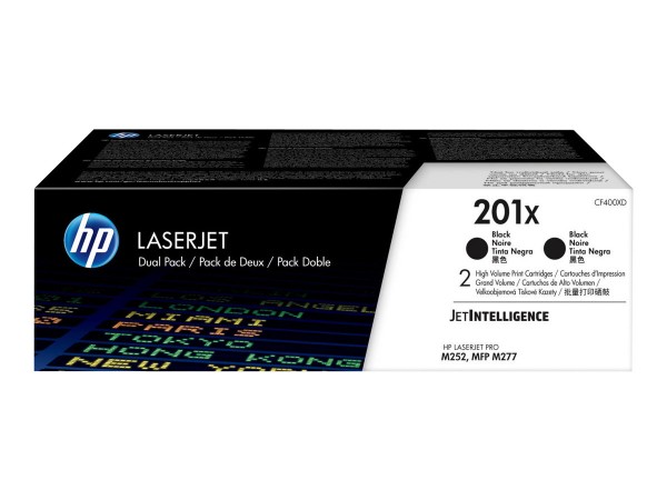 HP 201X - 2er-Pack - Hohe Ergiebigkeit - Schwarz - Original - LaserJet - Tonerpatrone (CF400XD)