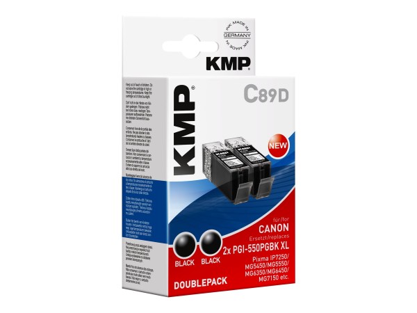 KMP C89D - 2er-Pack - 28 ml - Schwarz - Tintenpatrone (Alternative zu: Canon PGI-550PGBK XL)