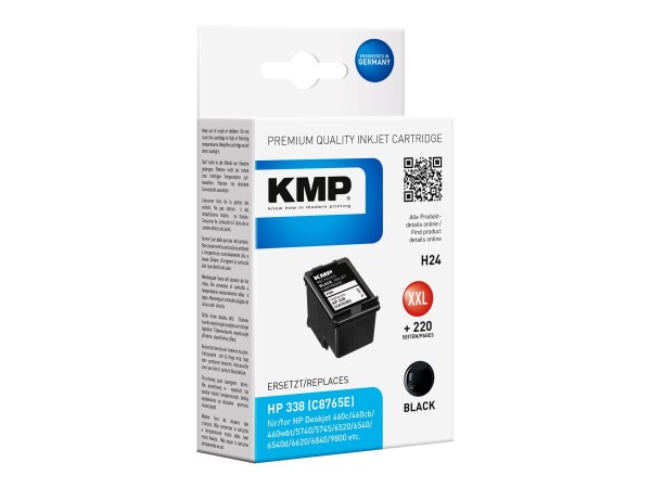 KMP H24 - 18 ml - Größe XXL - Schwarz - Tintenpatrone (Alternative zu: HP 338, HP C8765EE)