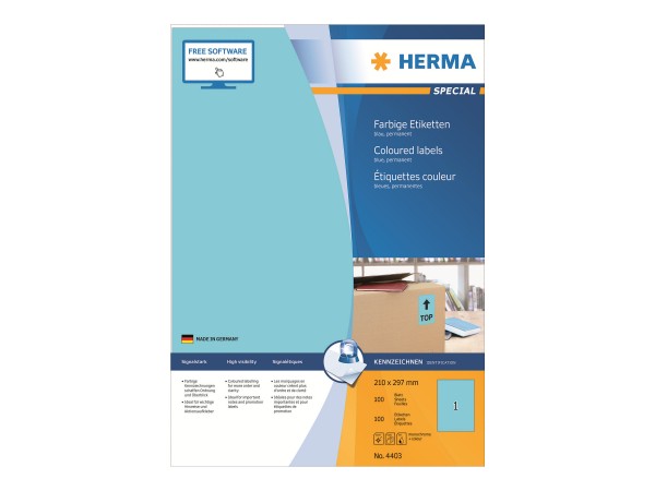 HERMA Special - Papier - matt - permanent selbstklebend - Blau - A4 (210 x 297 mm)