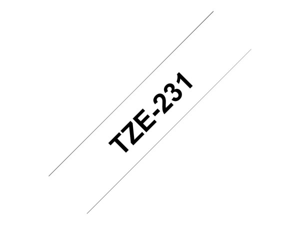 Brother TZe231 - Standard-Klebstoff - Schwarz auf Weiß - Rolle (1,2 cm x 8 m)