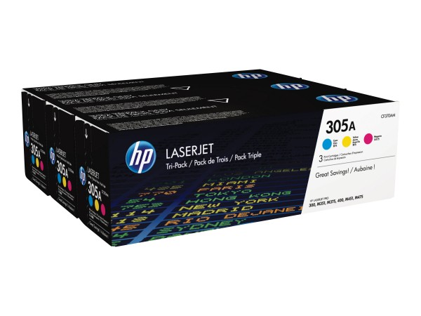 HP 305A - 3er-Pack - Gelb, Cyan, Magenta - Original - LaserJet - Tonerpatrone (CF370AM)