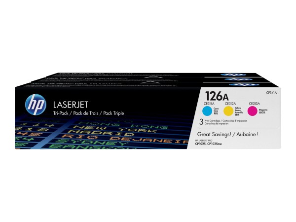 HP 126A Tri-pack - 3er-Pack - Gelb, Cyan, Magenta - Original - LaserJet - Tonerpatrone (CF341A)