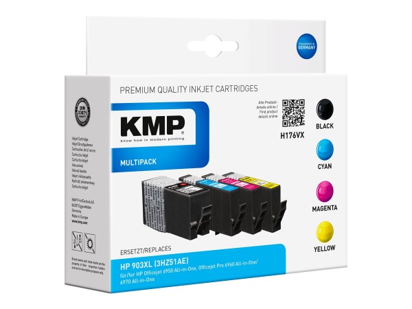 KMP MULTIPACK H176VX - 4er-Pack - Größe XXL - Schwarz, Gelb, Cyan, Magenta - Tintenpatrone (Alternat