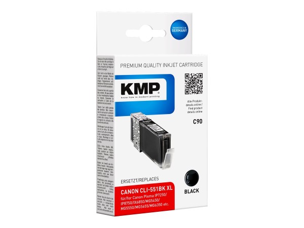 KMP C90 - 15 ml - Schwarz - Tintenpatrone (Alternative zu: Canon CLI-551BK XL)