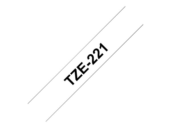 Brother TZe221 - Standard-Klebstoff - Schwarz auf Weiß - Rolle (0,9 cm x 8 m)