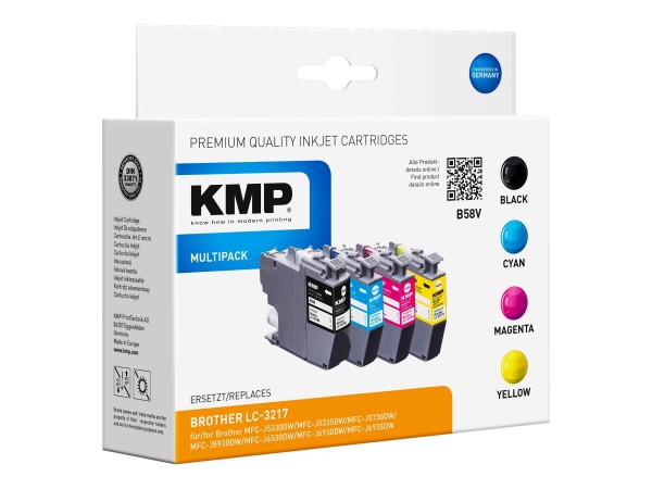 KMP MULTIPACK B58V - 4er-Pack - Schwarz, Gelb, Cyan, Magenta - Tintenpatrone (Alternative zu: Brothe