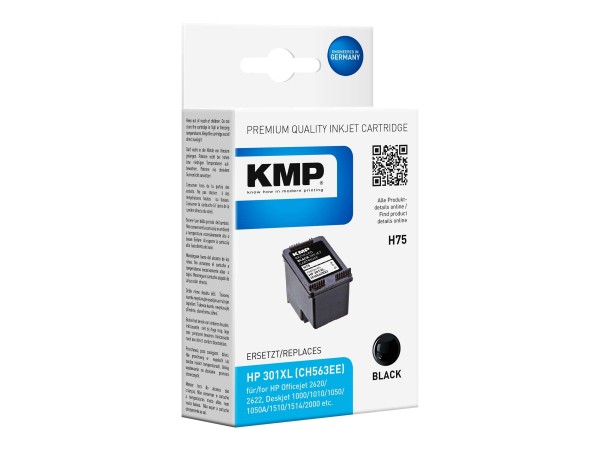 KMP H75 - 8 ml - Schwarz - Tintenpatrone (Alternative zu: HP CH563EE, HP 301XL)