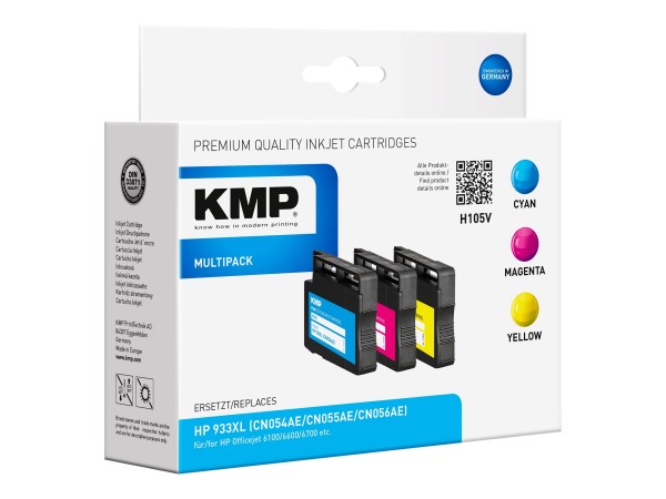 KMP MULTIPACK H105V - 3er-Pack - Größe XXL - Gelb, Cyan, Magenta - Tintenpatrone (Alternative zu: HP