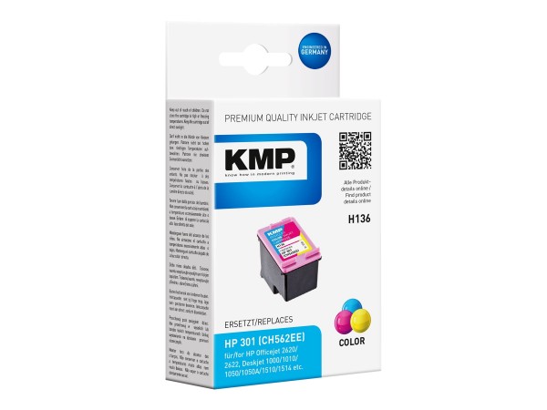 KMP H136 - 3 ml - Farbe (Cyan, Magenta, Gelb) - Tintenpatrone (Alternative zu: HP 301, HP CH562EE)