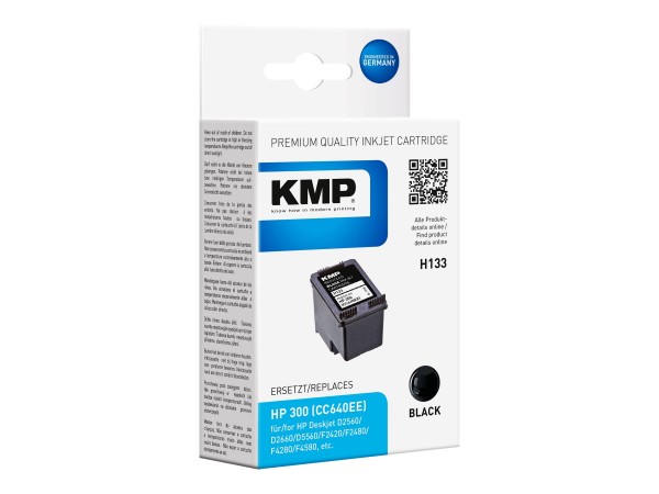 KMP H133 - 4 ml - Schwarz - Tintenpatrone (Alternative zu: HP 300, HP CC640EE)