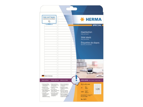 HERMA Special - Papier - matt - permanent selbstklebend - weiß - 43.2 x 8.5 mm 3200 Etikett(en) (25