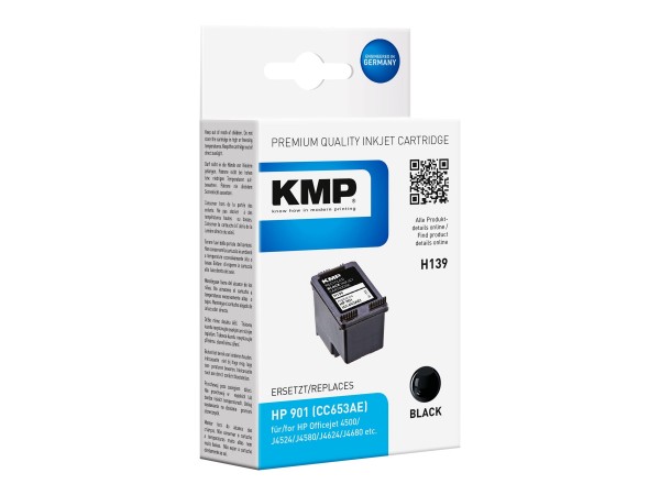 KMP H139 - 4 ml - Schwarz - Tintenpatrone (Alternative zu: HP 901, HP CC653AE)