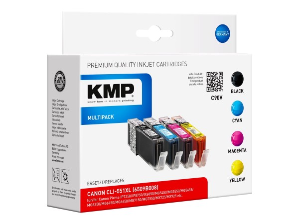 KMP MULTIPACK C90V - 4er-Pack - Schwarz, Gelb, Cyan, Magenta - Tintenpatrone (Alternative zu: Canon