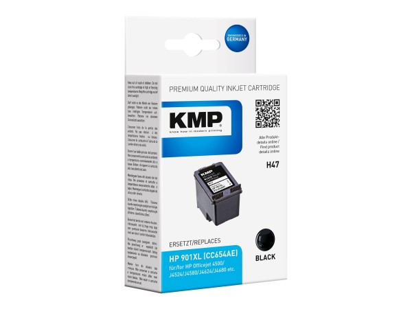 KMP H47 - 14 ml - Schwarz - Tintenpatrone (Alternative zu: HP 901XL, HP CC654AE)