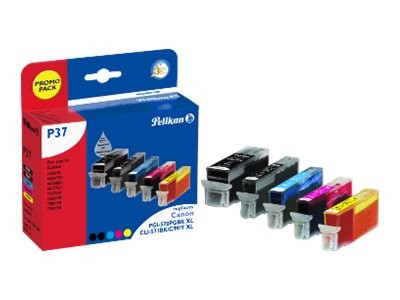 Pelikan P37 - 5er-Pack - Schwarz, Gelb, Cyan, Magenta - Tintenpatrone (Alternative zu: Canon CLI-571