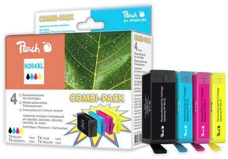 Peach Combi-Pack - 4er-Pack - Schwarz, Gelb, Cyan, Magenta - wiederaufbereitet - Tintenpatrone (Alte