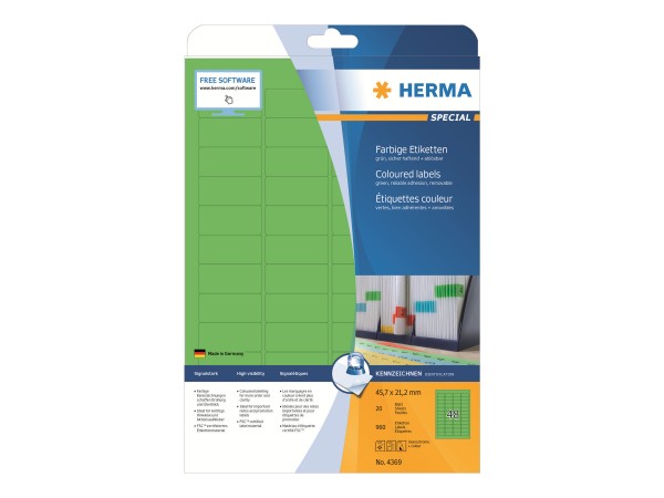 HERMA Special - Papier - matt - permanent selbstklebend - grün - 45.7 x 21.2 mm 960 Etikett(en) (20