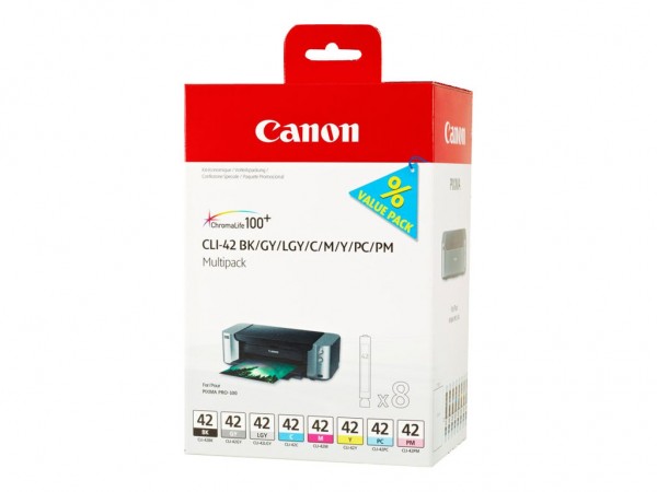 Canon CLI-42 BK/GY/LG/C/M/Y/PC/PM Multipack - 8er-Pack