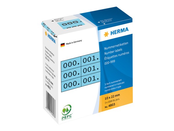 HERMA Schwarz, Blau - 10 x 22 mm 3000 Etikett(en) (1000 Bogen x 3)