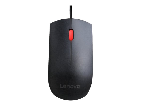 Lenovo Essential - Maus - rechts- und linkshändig - optisch - 3 Tasten - kabelgebunden - USB - Schwa