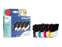 Pelikan 4er-Pack - Schwarz, Gelb, Cyan, Magenta - Tintenpatrone (Alternative zu: Brother LC985Y, Bro